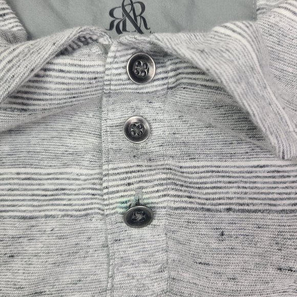 Rock & Republic Polo‎ Shirt Mens Size X-Large Gray Striped Short Sleeve Collared - Picture 3 of 9